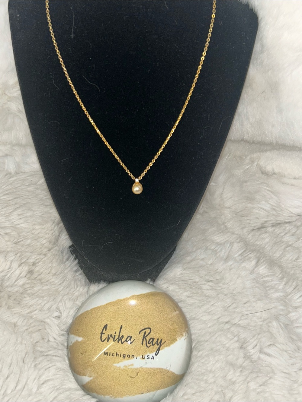 Dior Gold Chain Necklace‎ with Single Pearl & Rhinestone